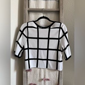 Karen Millen Black and White Grid Crop Top